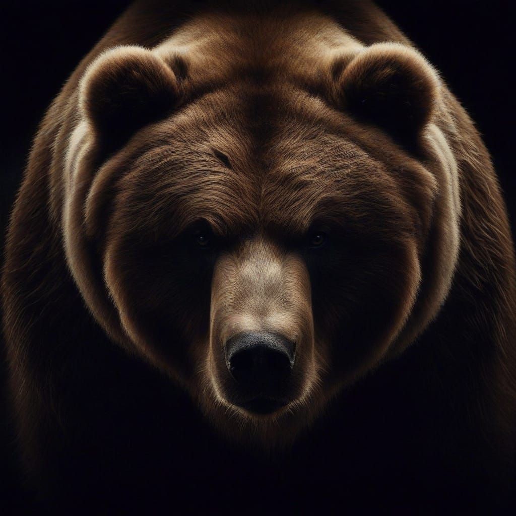 Kodiak Bear in Darkness: A Dramatic Close-Up