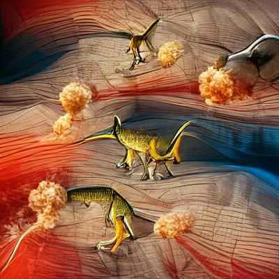 Dinosaurs Roaming a Prehistoric World