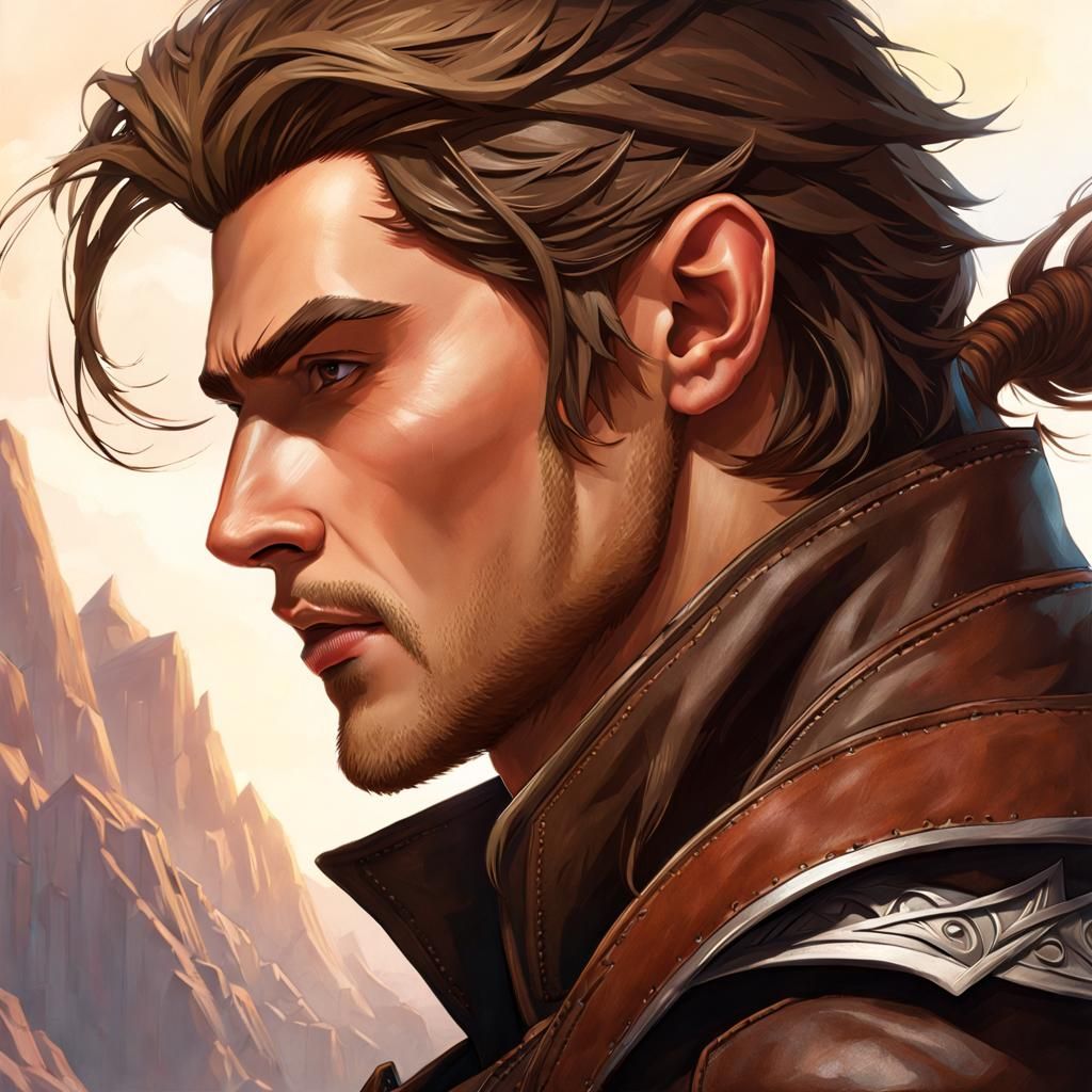 Wood Elf Mercenary Portrait in High Fantasy Style