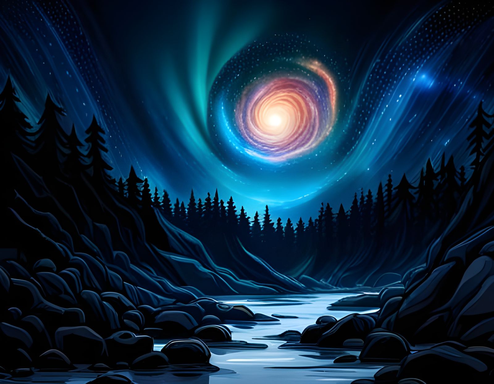 Monochromatic Starry Sky Inspired by Michael Parkes