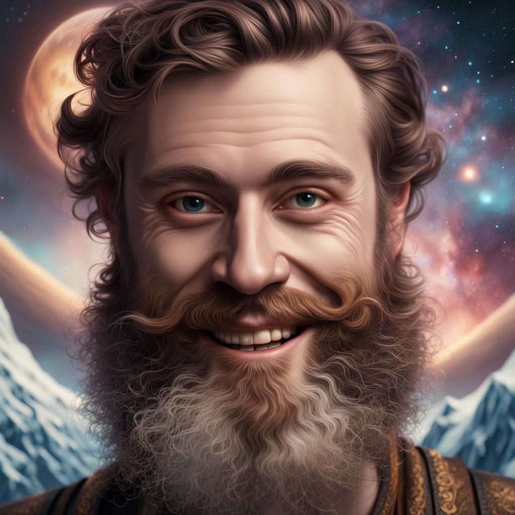 Fantasy Man with Ice Cream Beard: Hyperrealistic Digital Art