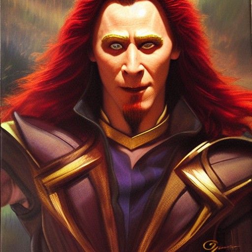 Scar-Lipped Fire Trickster: Oil Painting Portrait