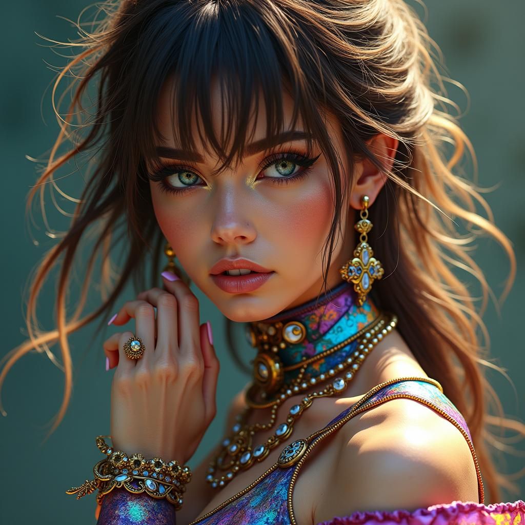 Futuristic Woman Portrait in Luis Royo Style