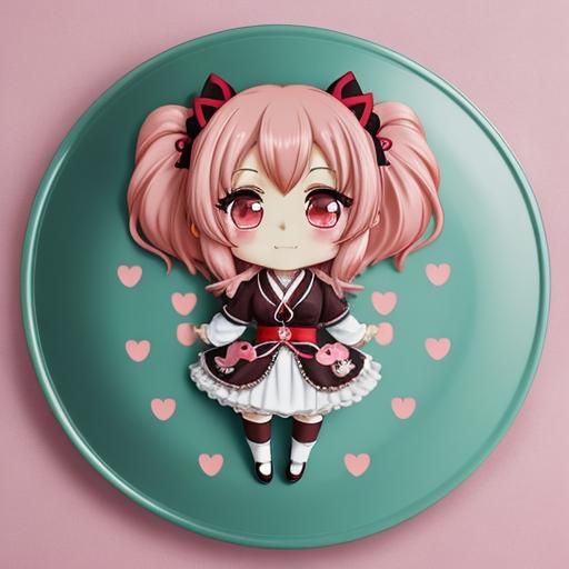 Chibi Girl Valentine Cookies in Anime Style