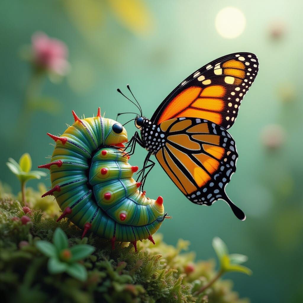 Caterpillar Metamorphosis into Butterfly: A Surreal Digital ...