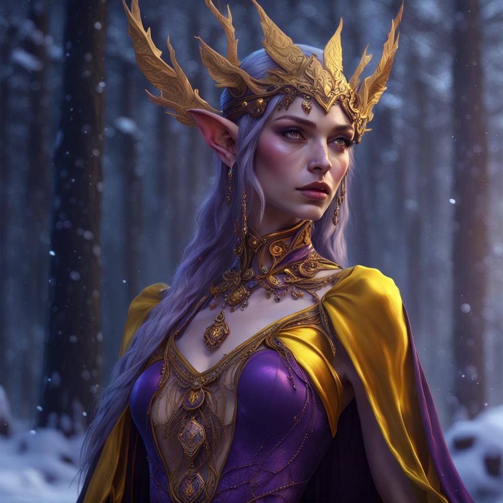 Winter Elf in Gucci, Dark Fantasy Concept Art