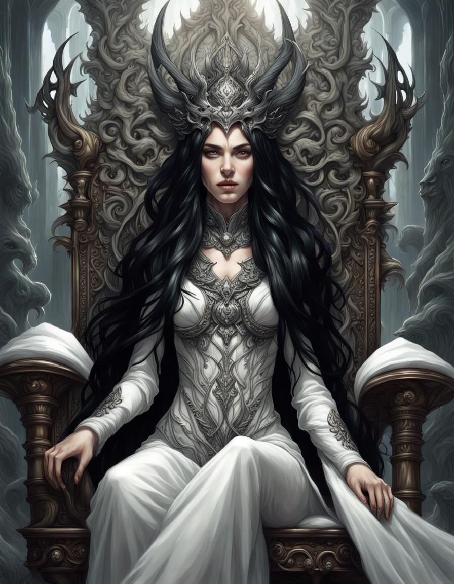 Goddess Hel on Helheim Throne, Digital Art