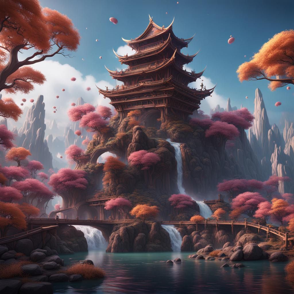 Fantastical Mochi in Detailed Matte Painting