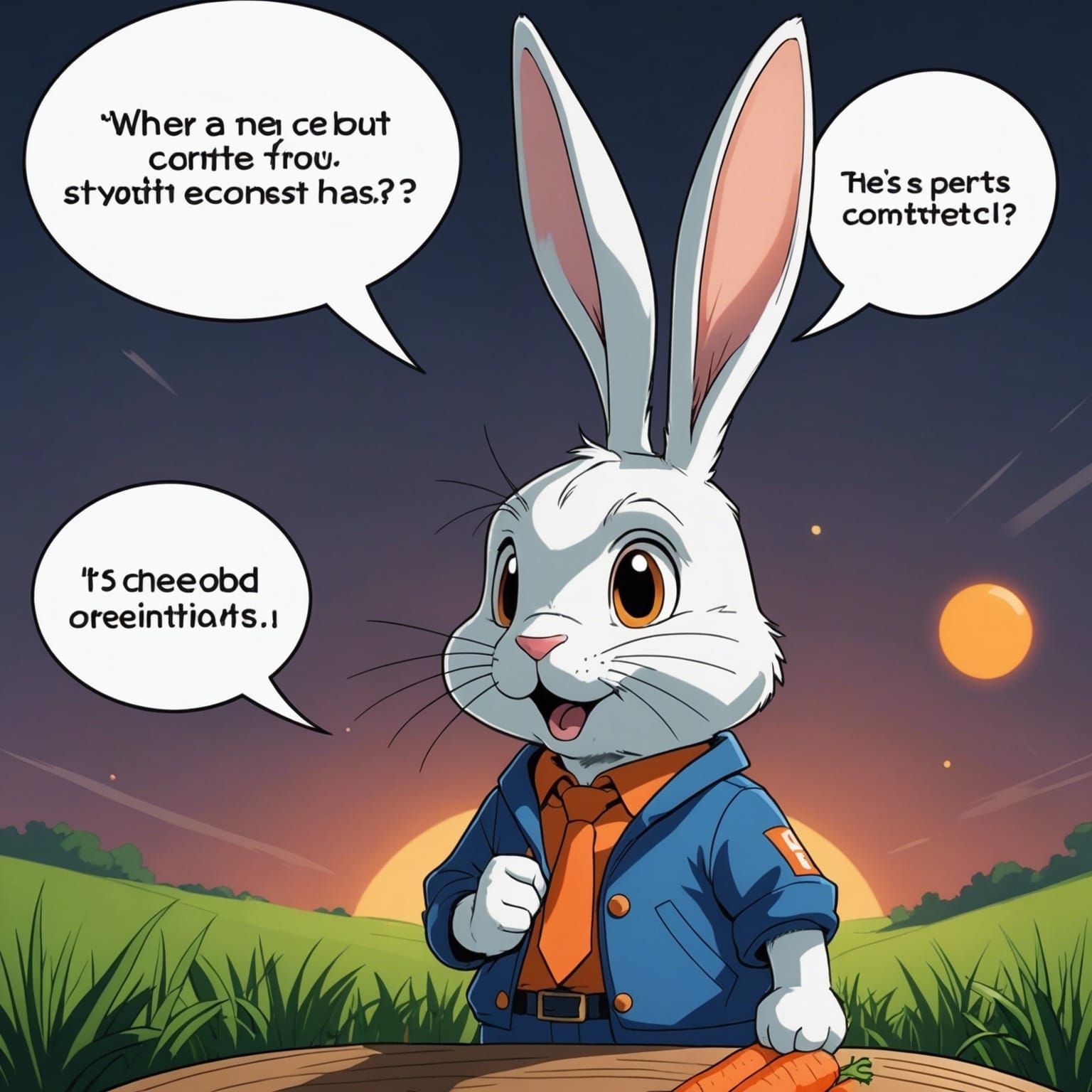 Anime Rabbit Asks About Carrots in Manga Style