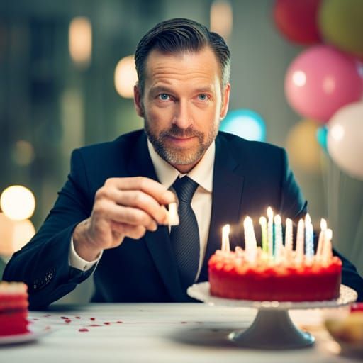 Handsome Man Blowing Out Birthday Candles