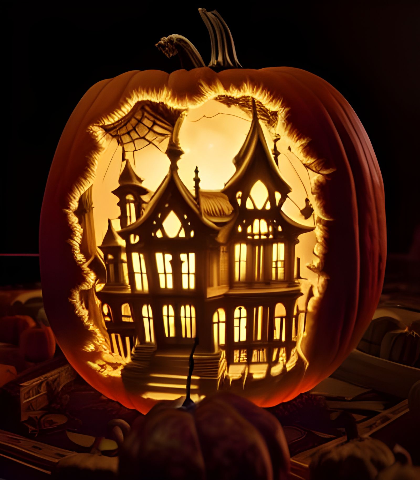 Haunted Mansion Pumpkin: Intricate Fantasy Art