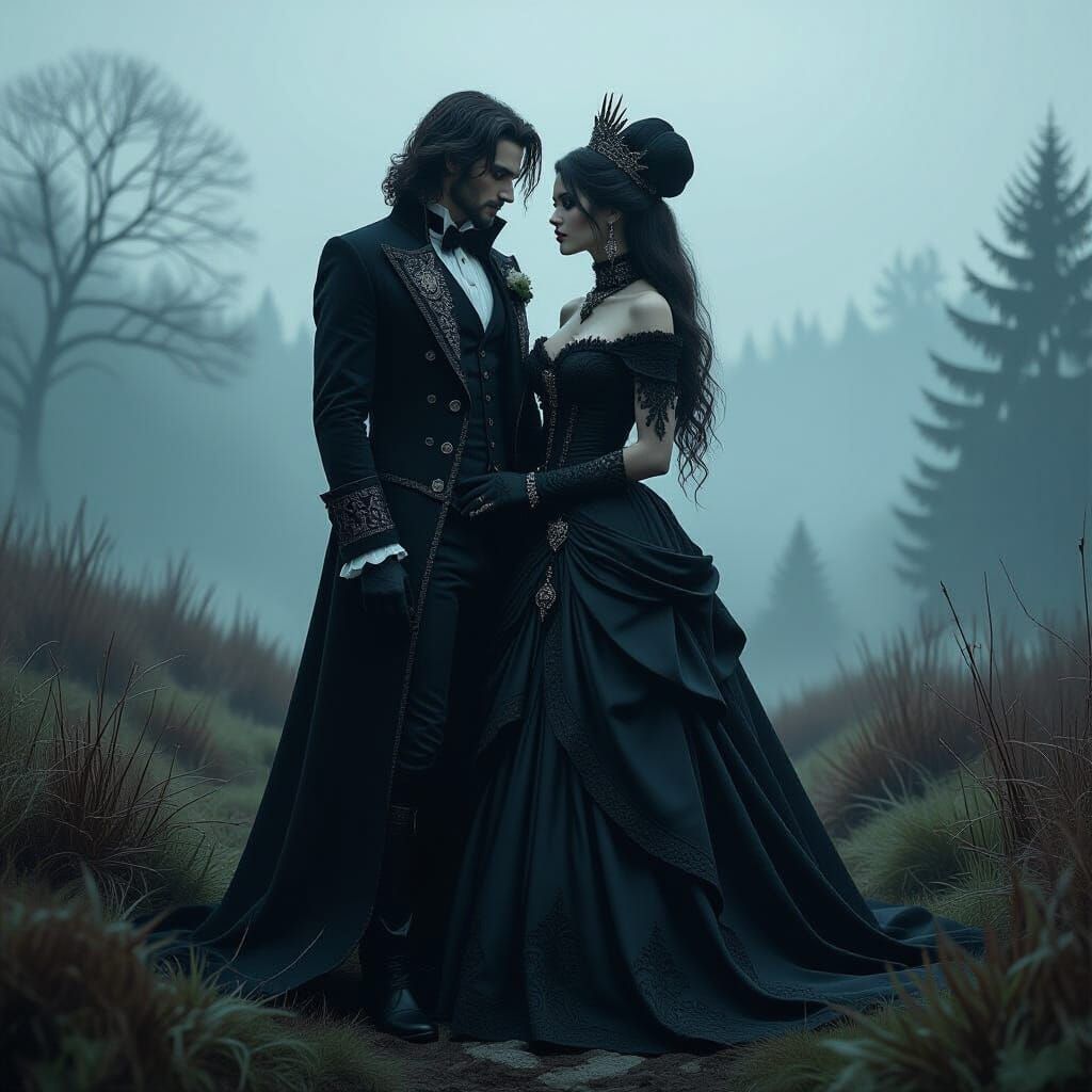 Gothic Lovers Tarot Card in Victorian Style