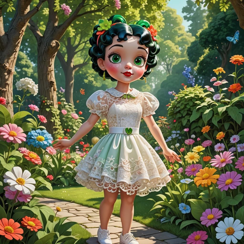 Betty Boop in a Candy Art Garden