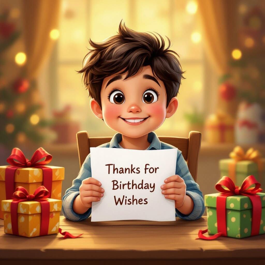 Boy's Heartwarming Birthday Thank You Note
