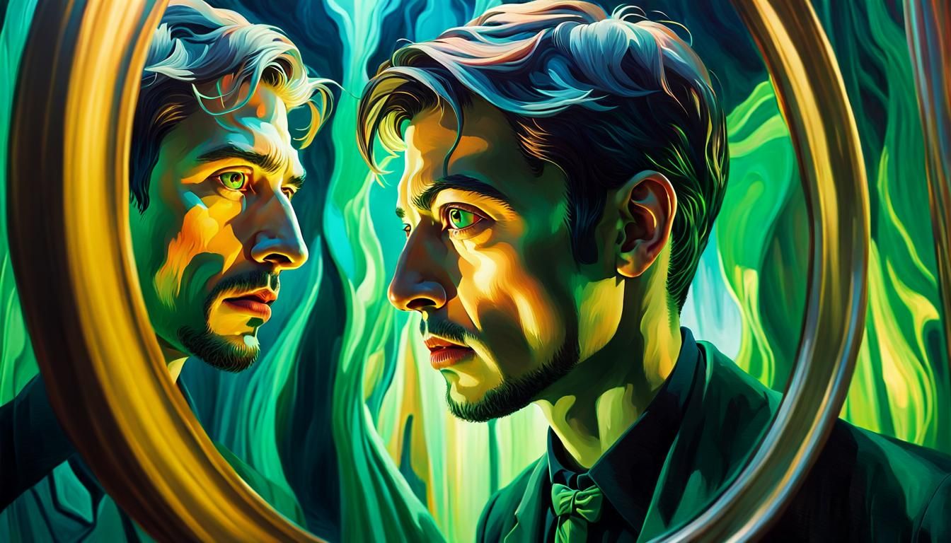 Evil Reflection: Surreal Distorted Mirror Image