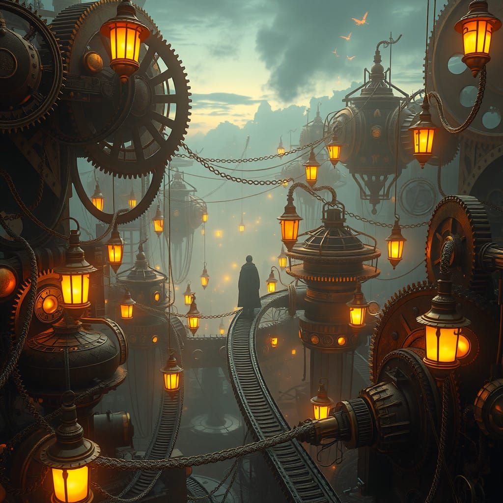 Future Odyssey in a Dreamlike Brass Metropolis