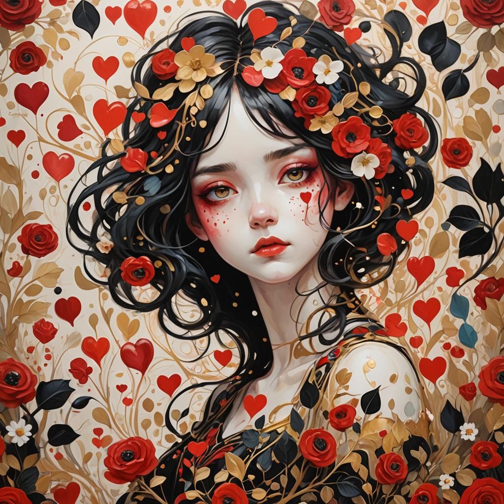 Colorful Art Nouveau Portrait in Oil