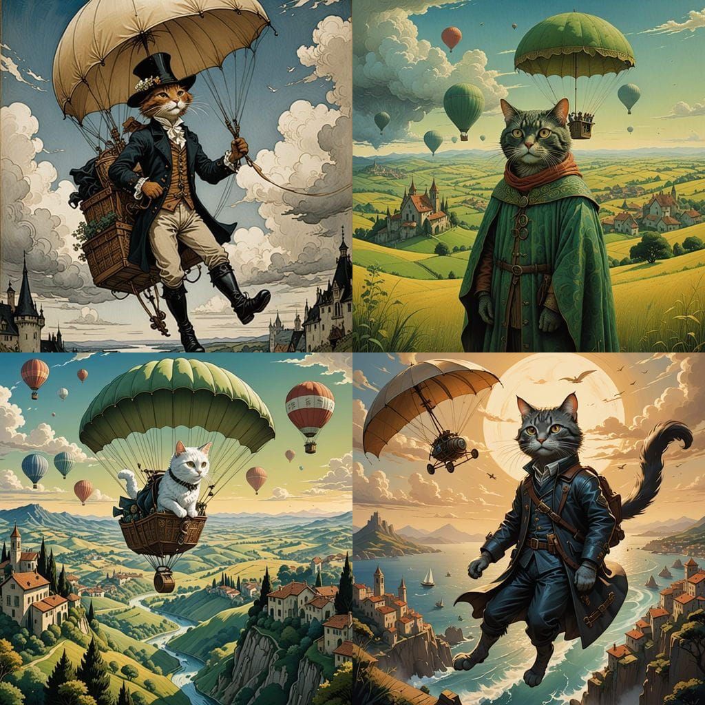 Feline Pioneer Soars with Leonardo's Wings