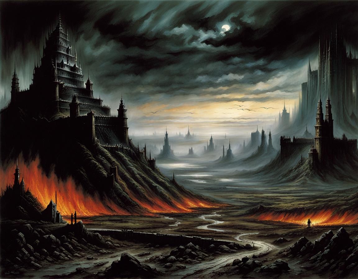 Demonic Citadel in Barren Wasteland: A Grimdark Fantasy