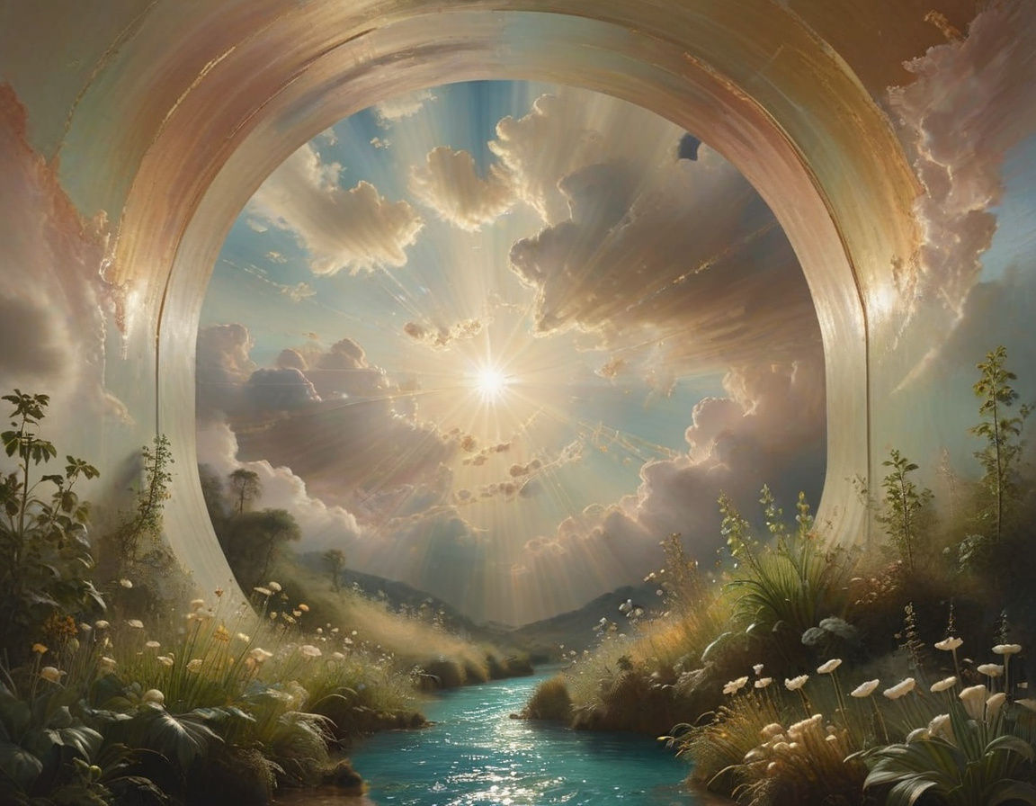 Ethereal Golden Gateway to Heavenly Realms