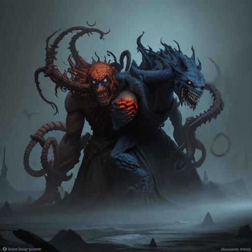 Dark Fantasy: Deformed Twin in Flickering Torchlight