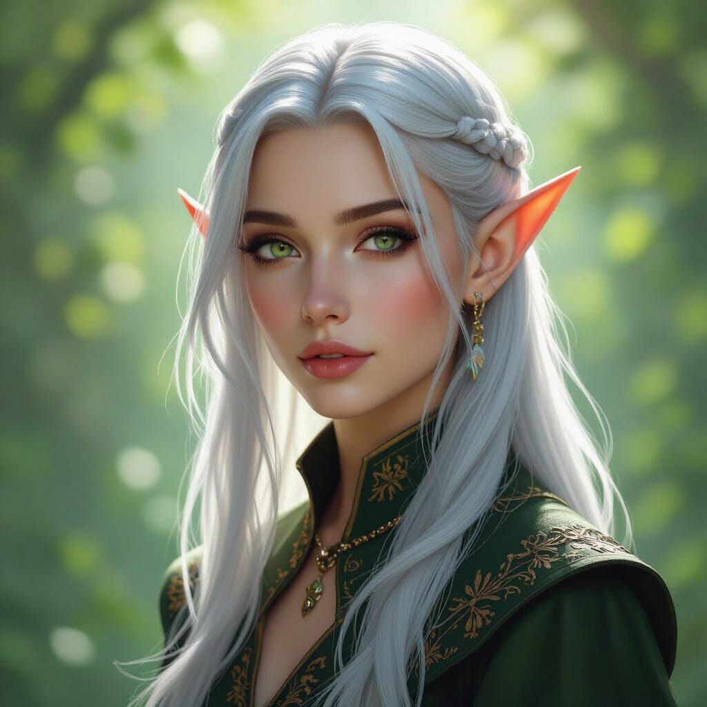 Androgynous Elf Portrait in Realistic Style
