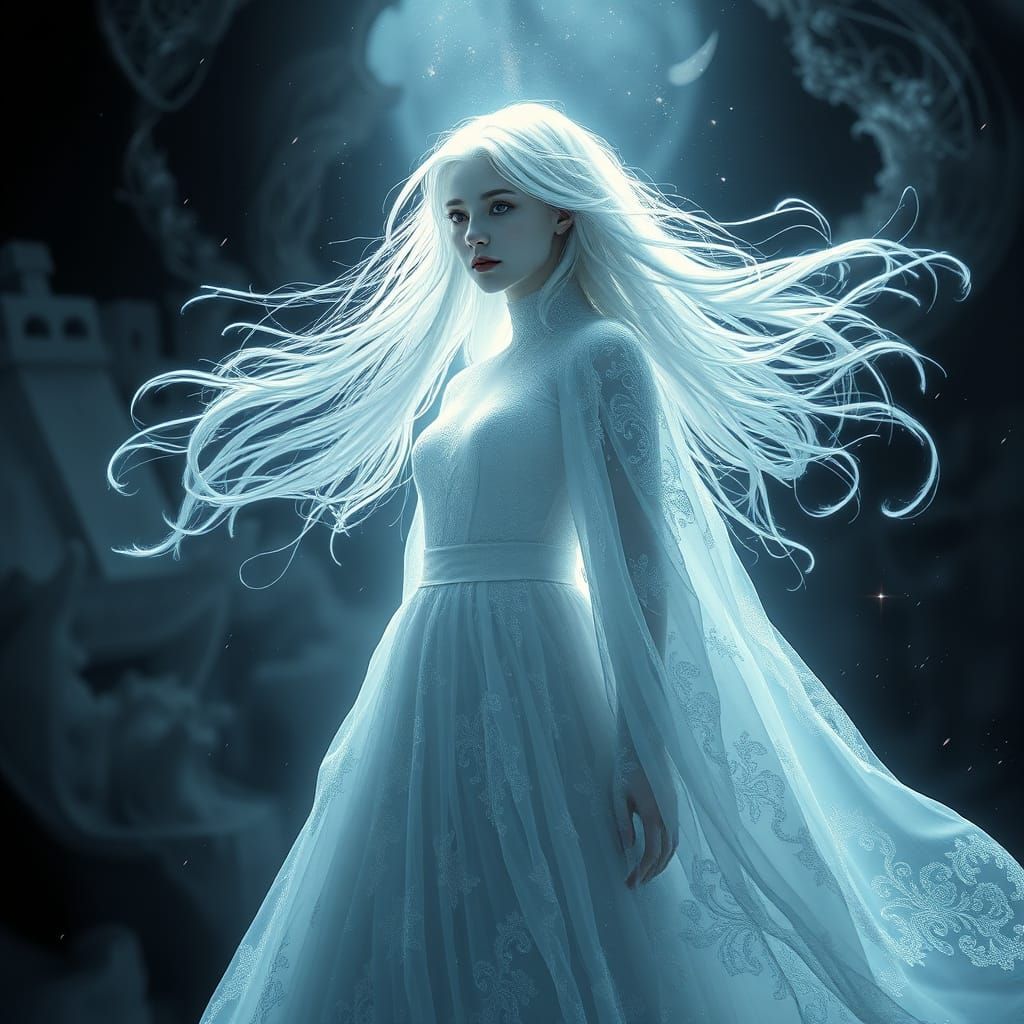 Angel of Hope in Shimmering White Gown