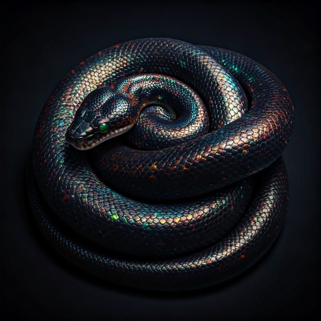 Iridescent Rainbow Boa Shimmers in the Dark