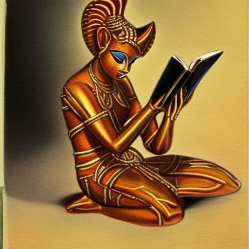 Detailed Bastet Reading: Neo-Impressionist Oil Painting