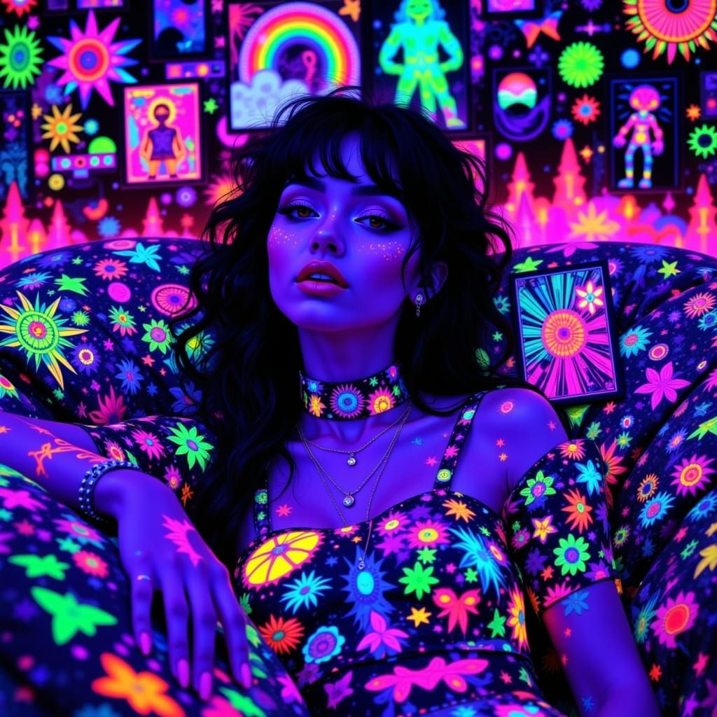 Dreamlike Scene in Neon Hues