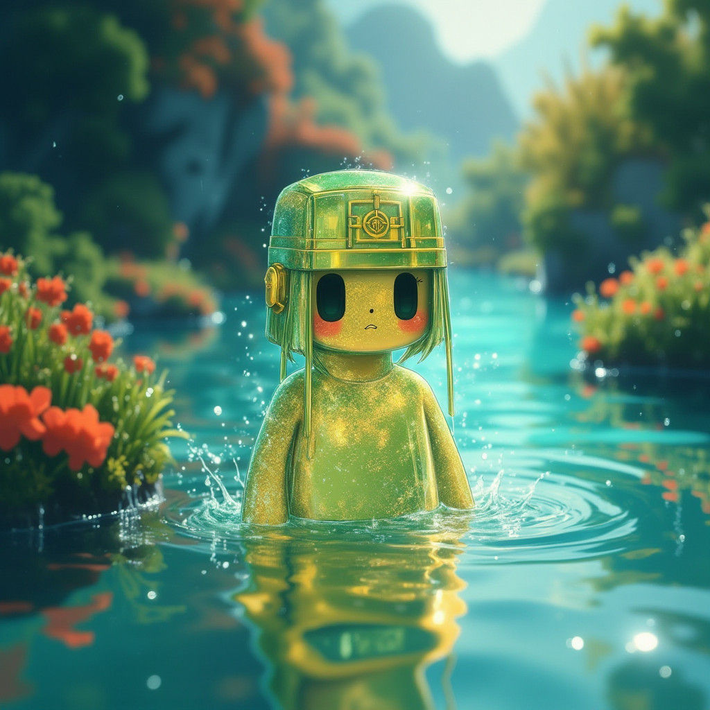 Water Being Dissipates into Serene Lake