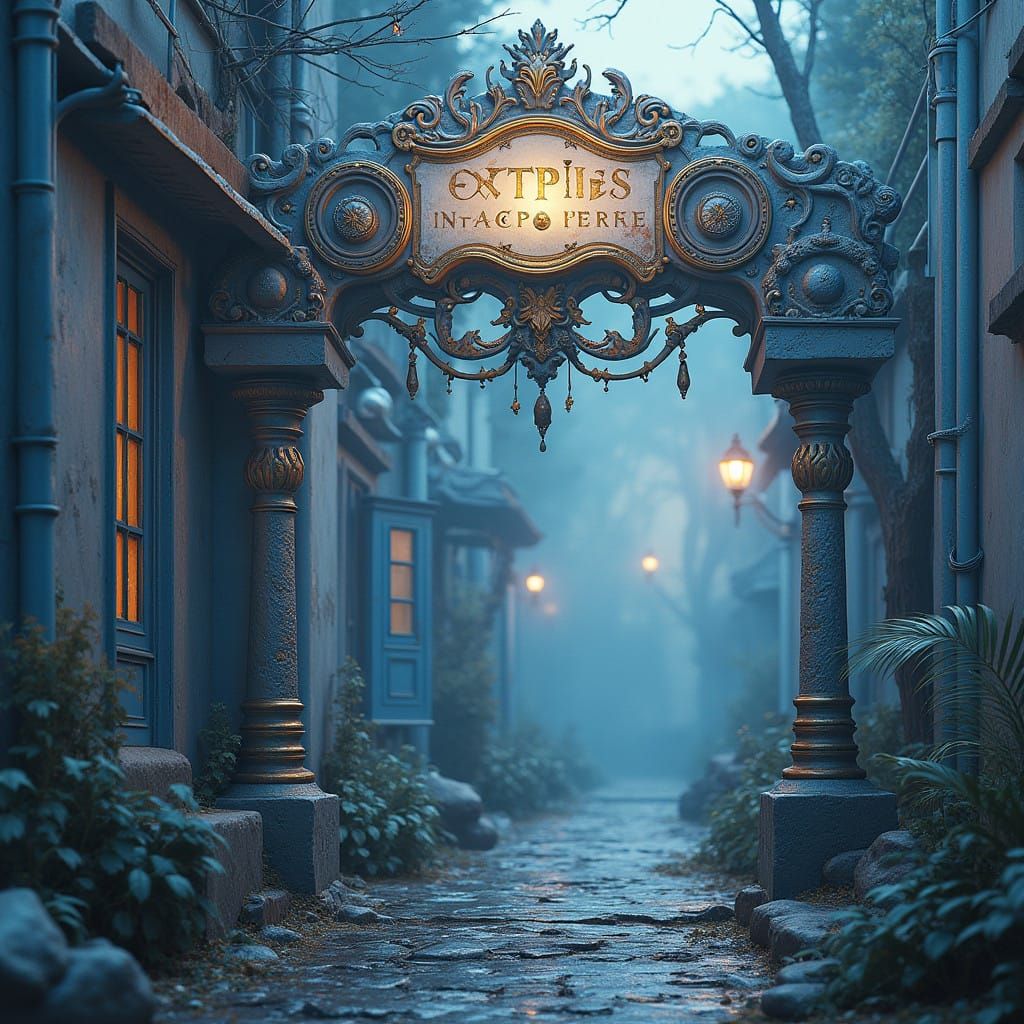 Fantastical House Plate in Cyberpunk Style with Detailed Mat...