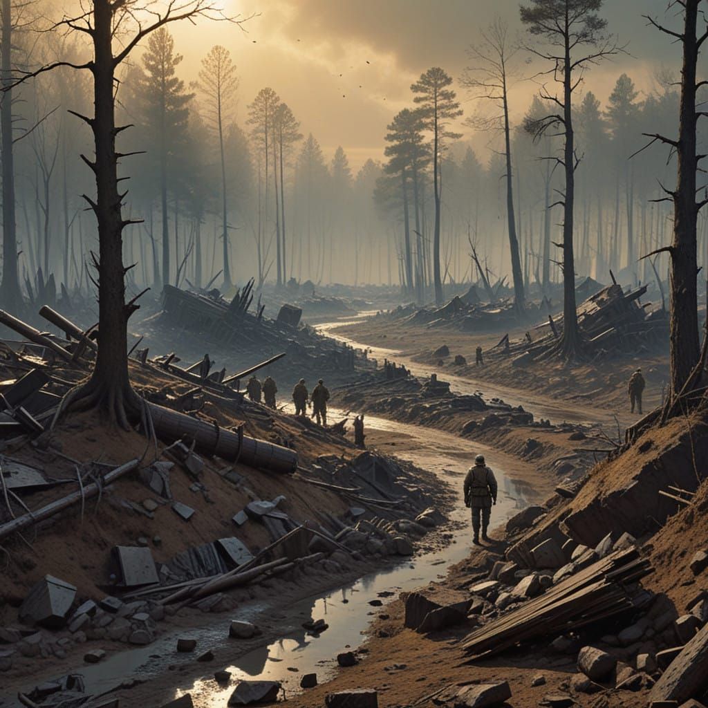 Battle-Scarred Landscape in Gritty Realism