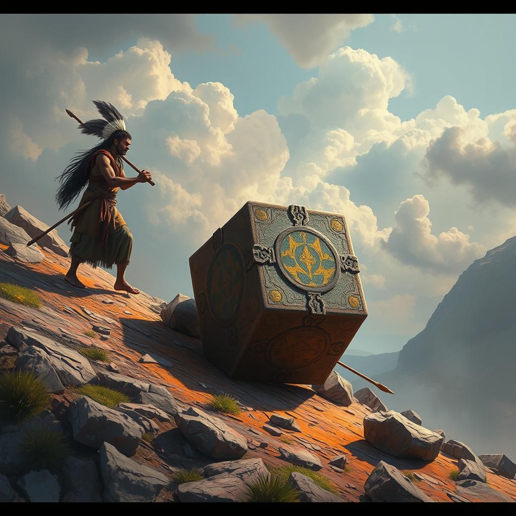 Ancient Indian Rolling Cube Block: Fantasy Concept Art