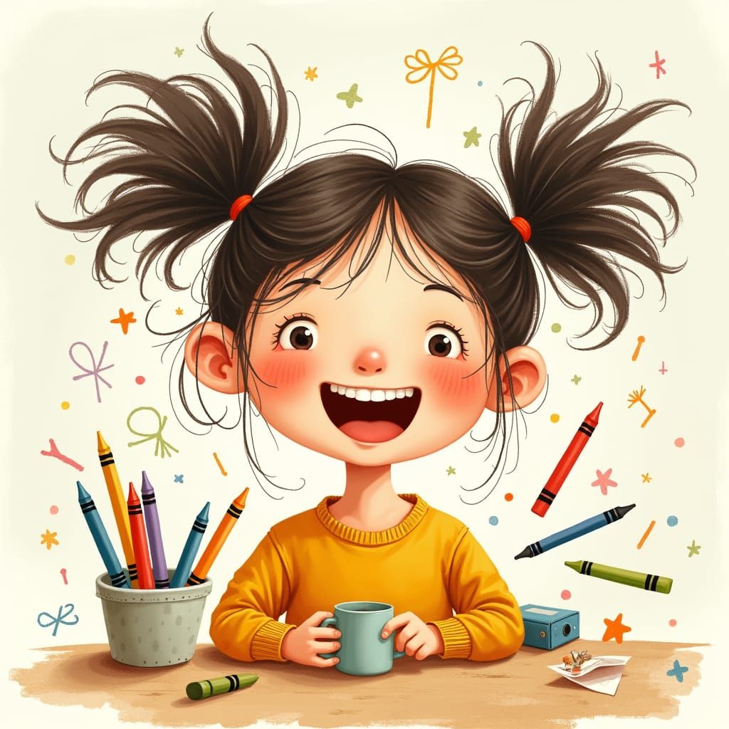 Children's Portrait in Nostalgic Illustration Style
