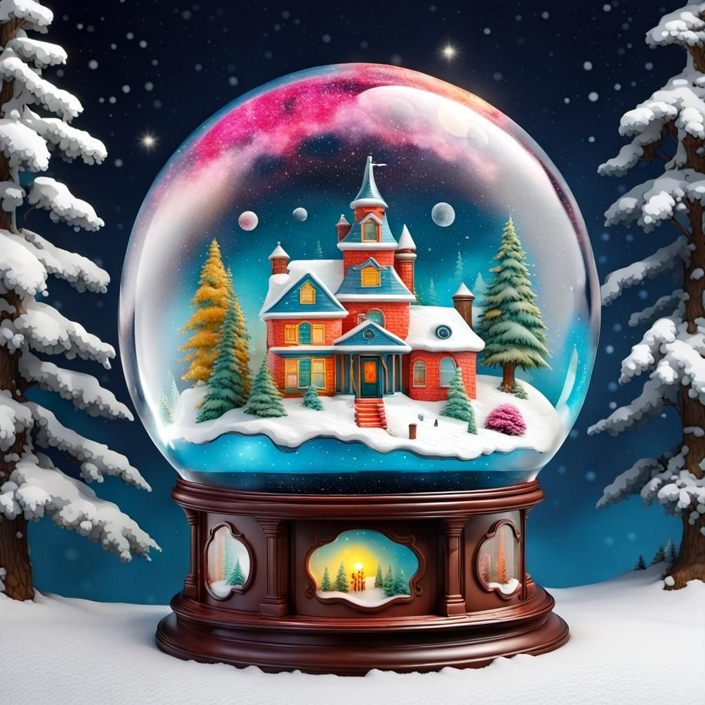 Space 1999 Scene in Whimsical Snow Globe