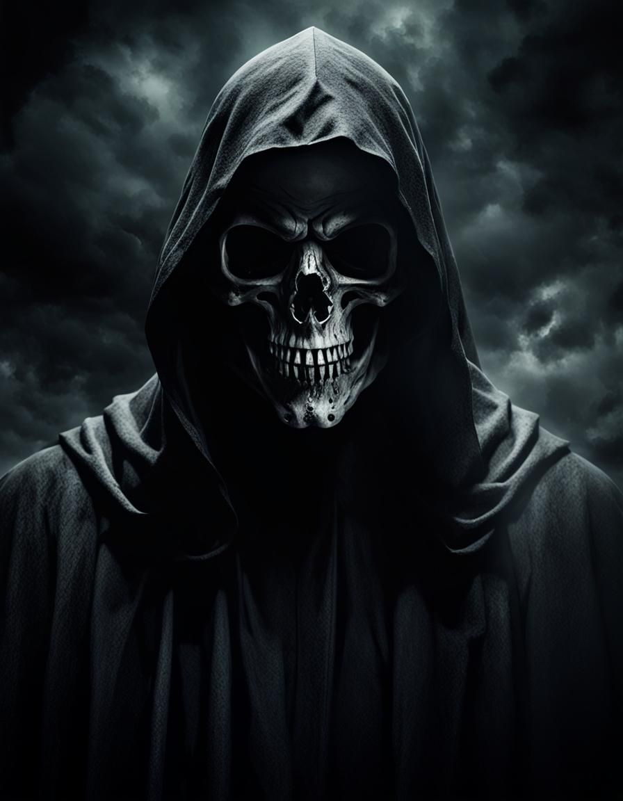 Ominous Portrait of the Reaper in Hyperrealistic Style