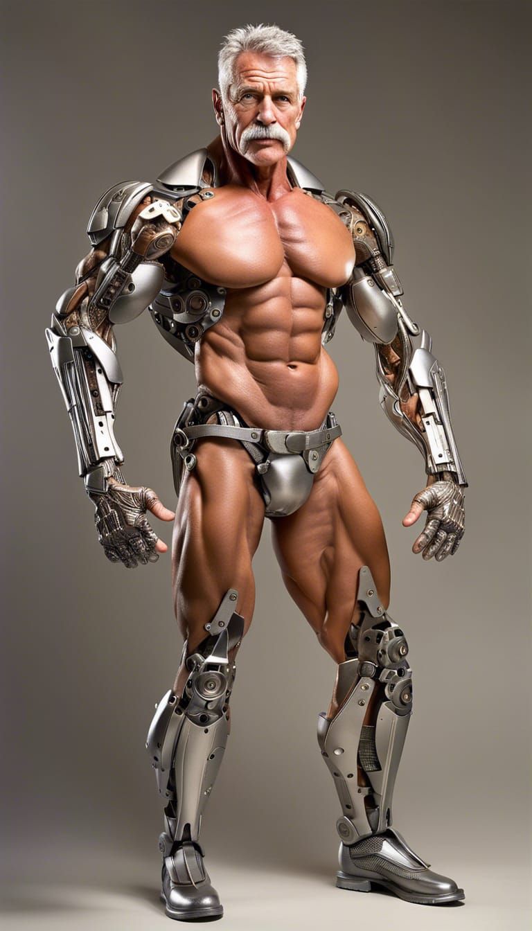Hyperdetailed Android Bodybuilder Portrait in 8K