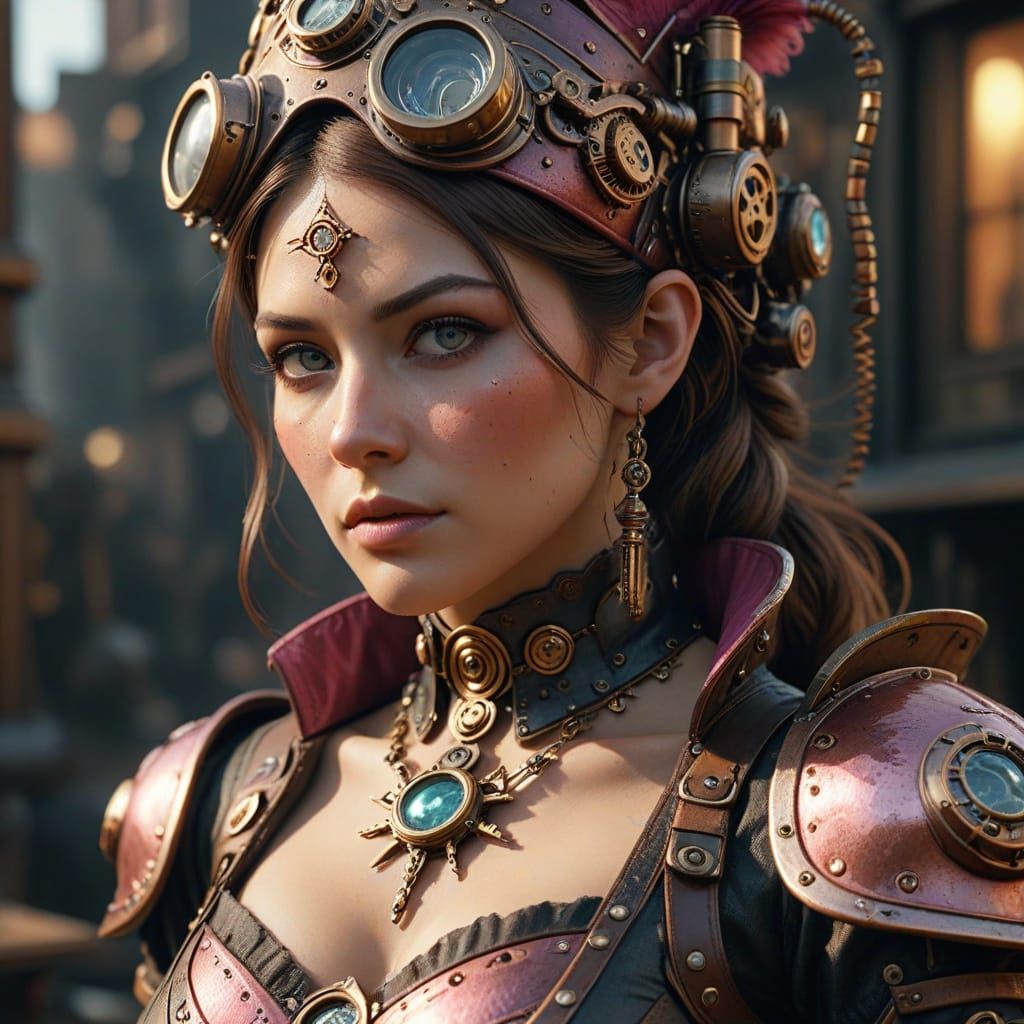 Steampunk Woman in Photorealistic 4K Detail