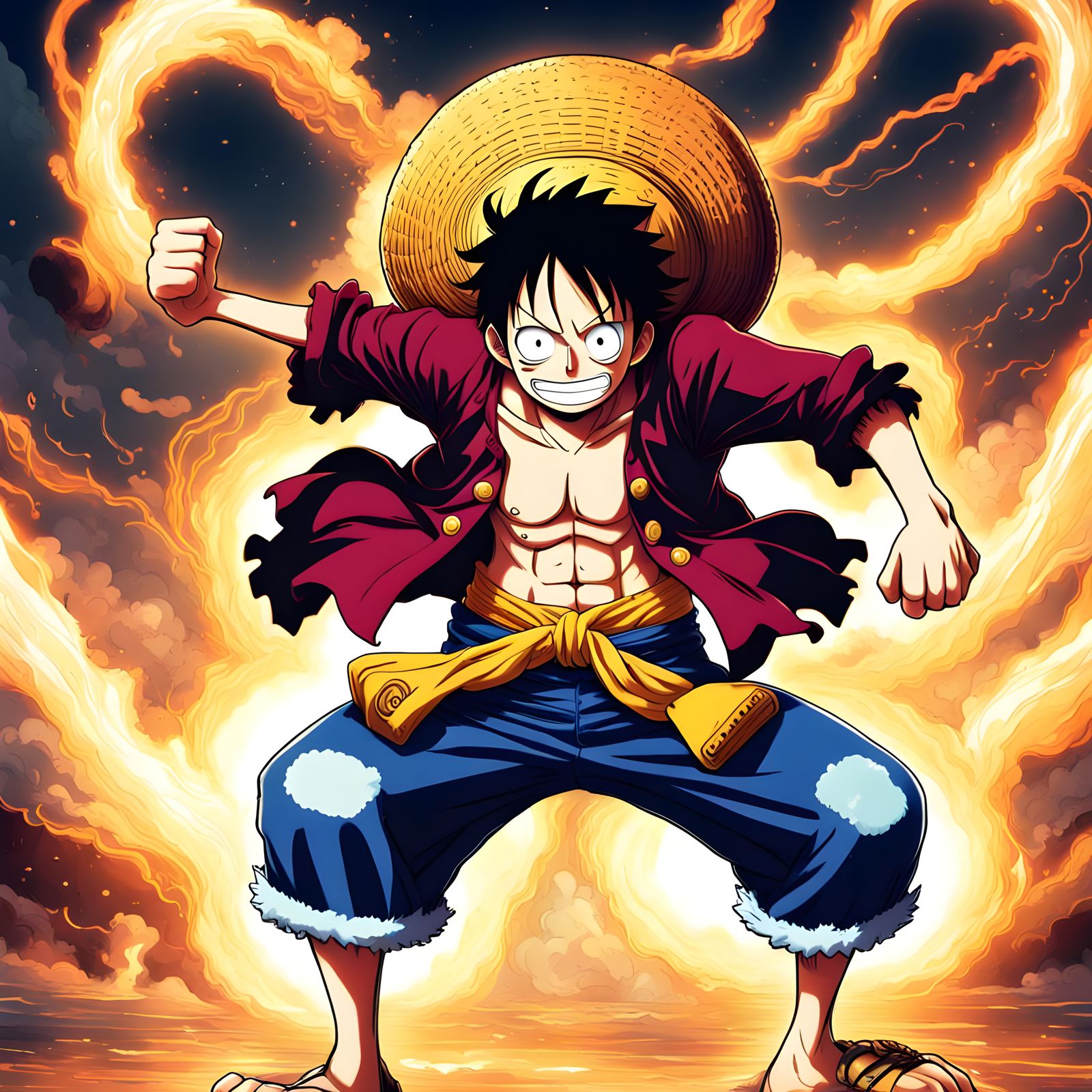 Luffy's Gear 4 Techniques in Anime Style