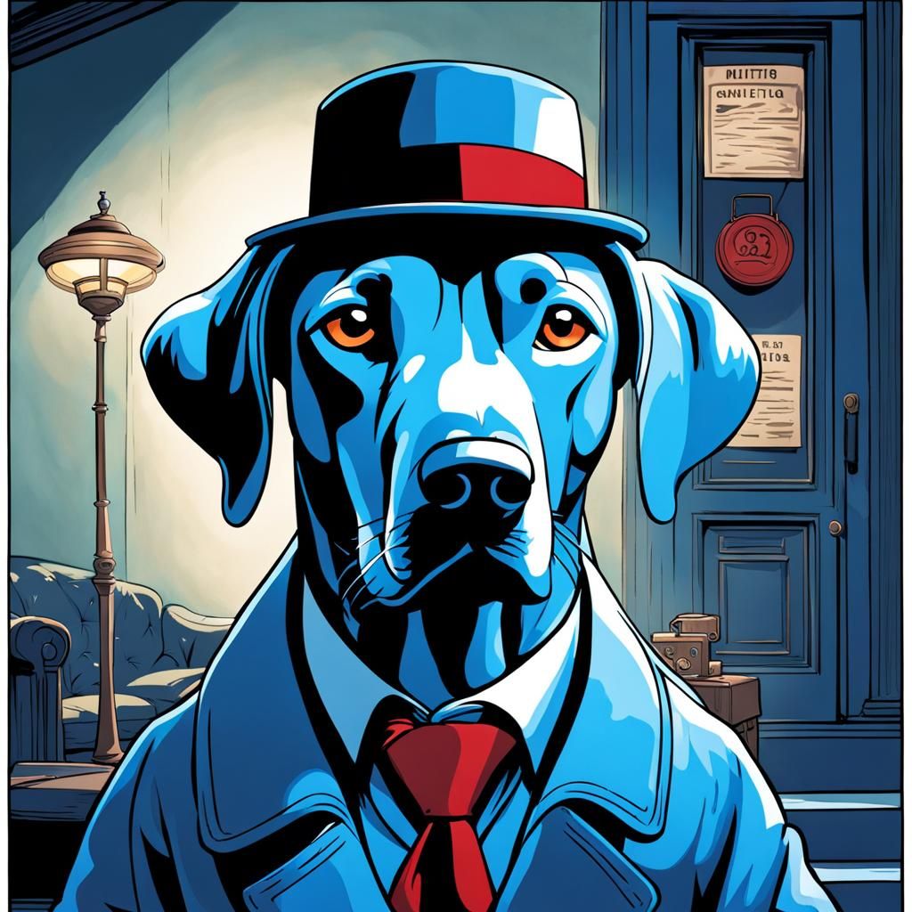 Blue's Clues Dog as Noir Detective in 8K