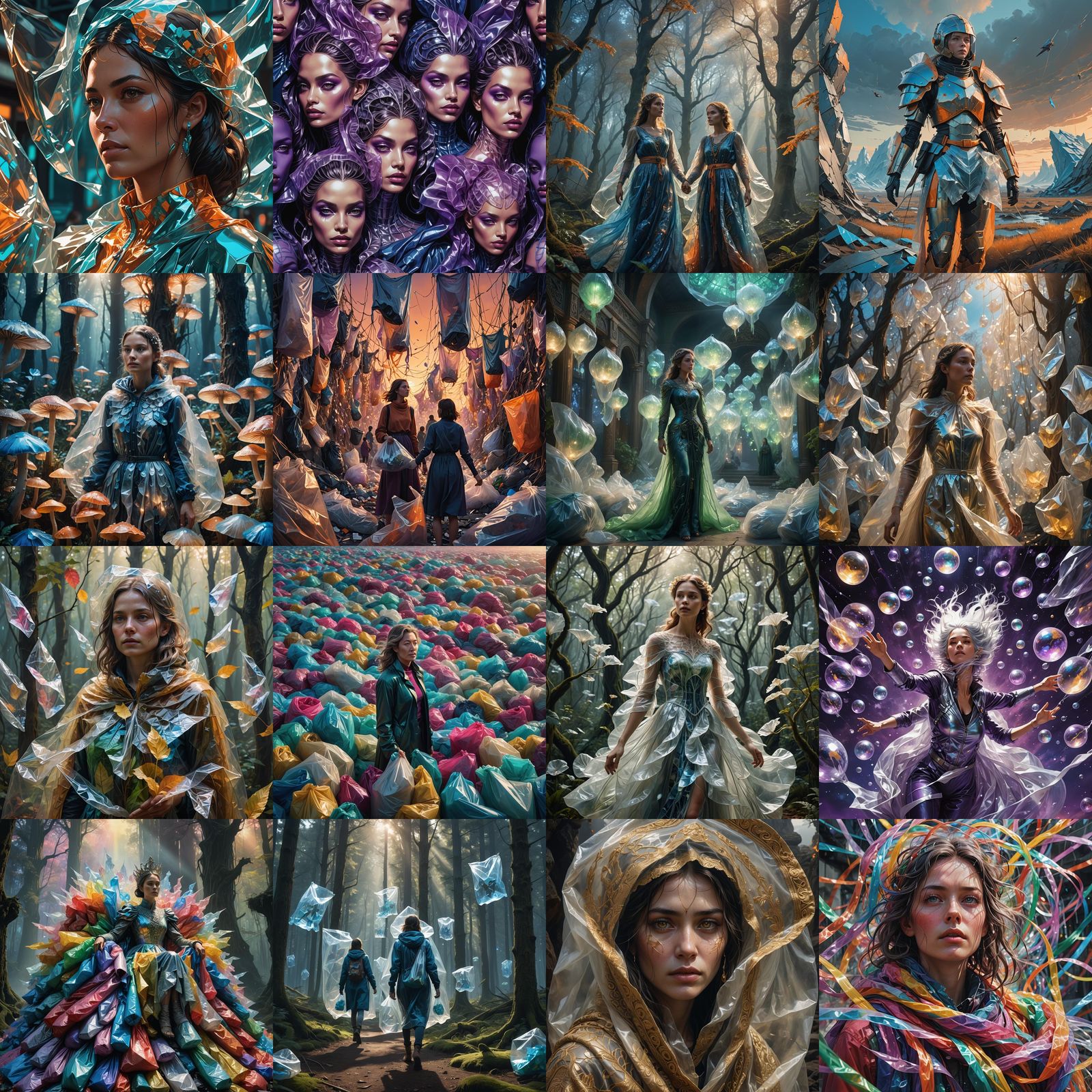 Plastic Bag Woman: Detailed Fantasy Art