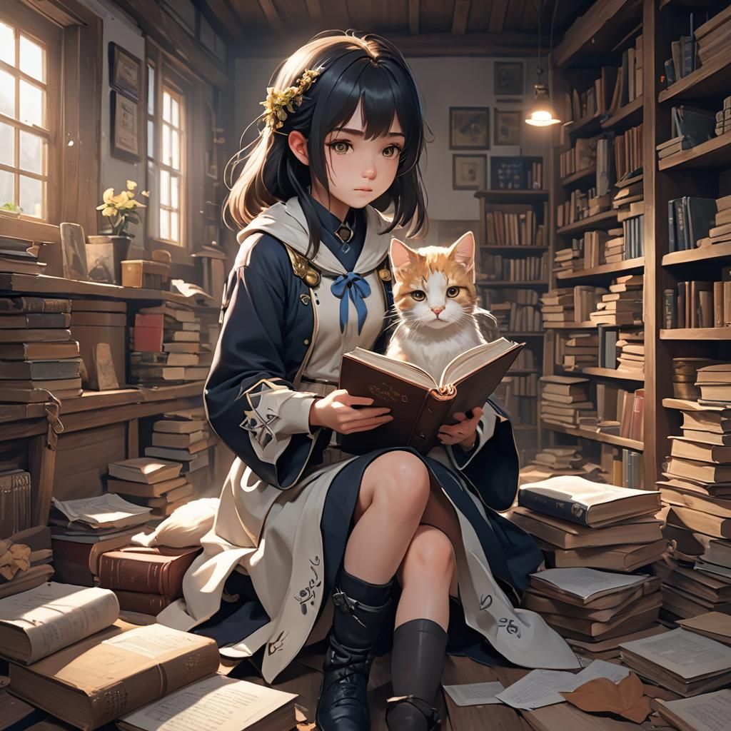 Anime Girl Returns From Adventure in Book