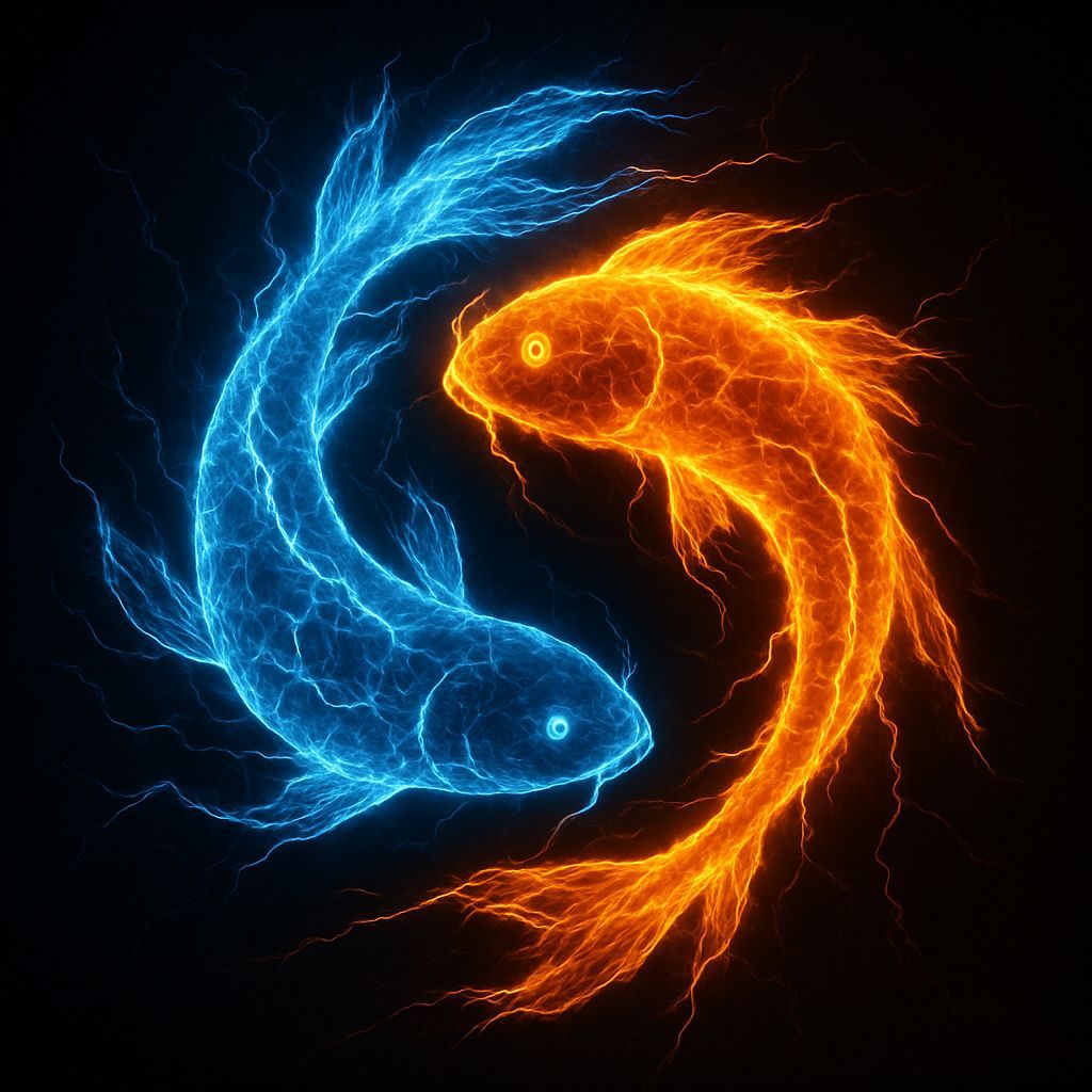 Electric Koi Fish Yin Yang in Wildlife Photo