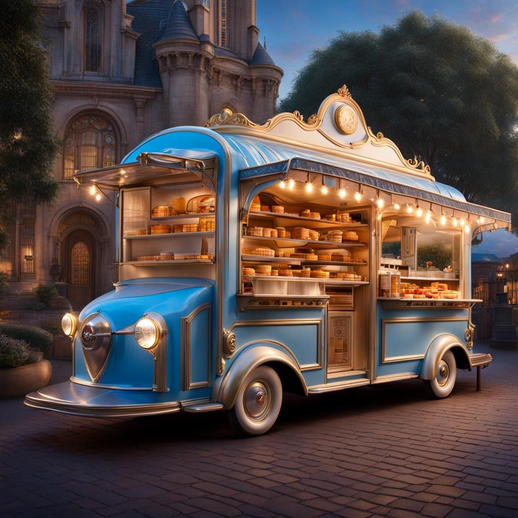 Hyperrealistic Cinderella's Food Trucks: A Disney Dream