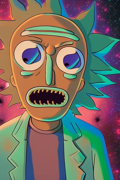 Psychedelic Rick and Morty Galaxy Portrait in 8K