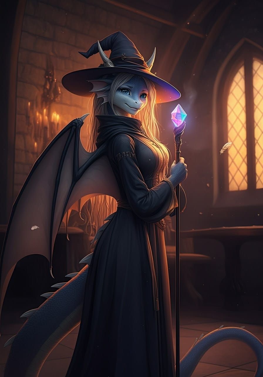 Hyperrealistic Fantasy Dragon in a Medieval Room