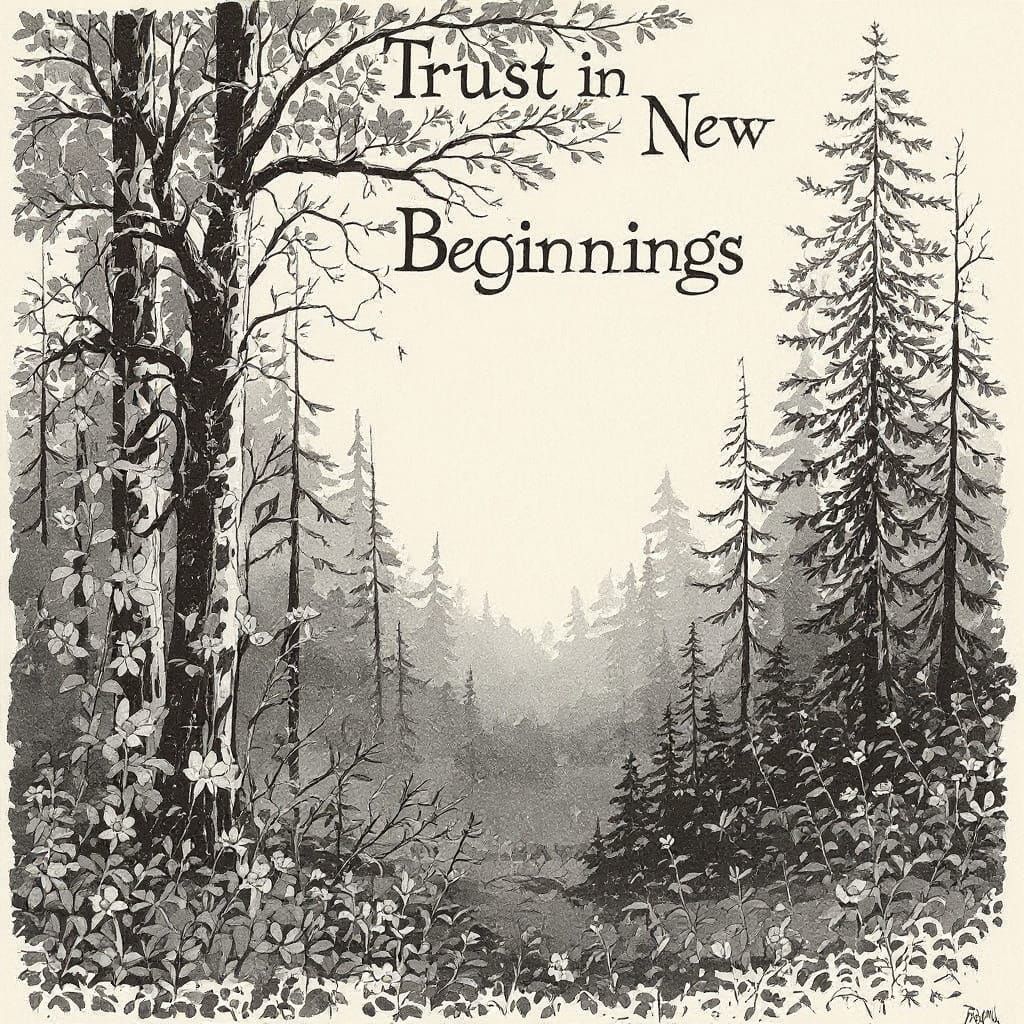 Trust in New Beginnings Charcoal Drawing