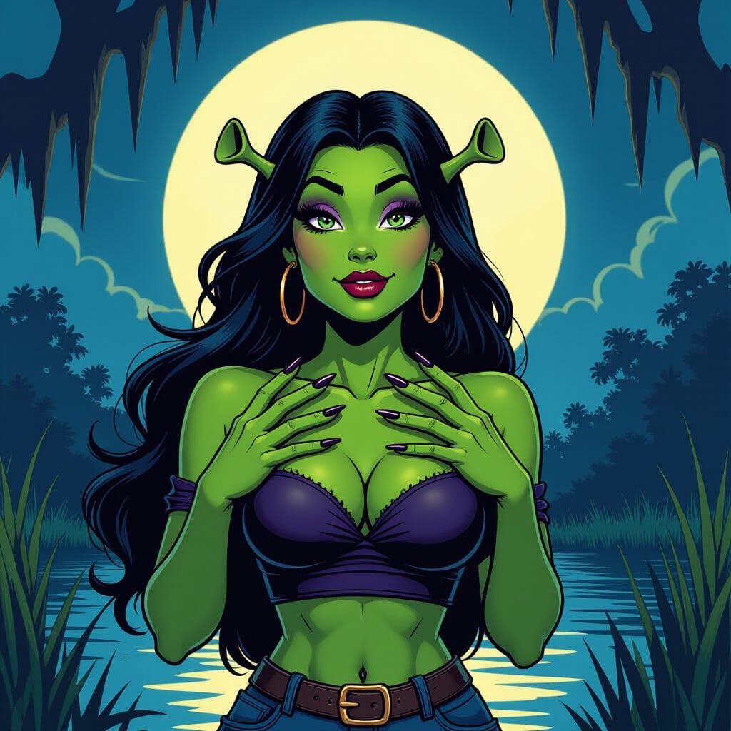 Shrek Femme Fatale in Moonlit Swamp