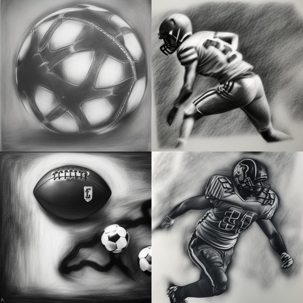 Hyperdetailed Charcoal Drawing of a Football